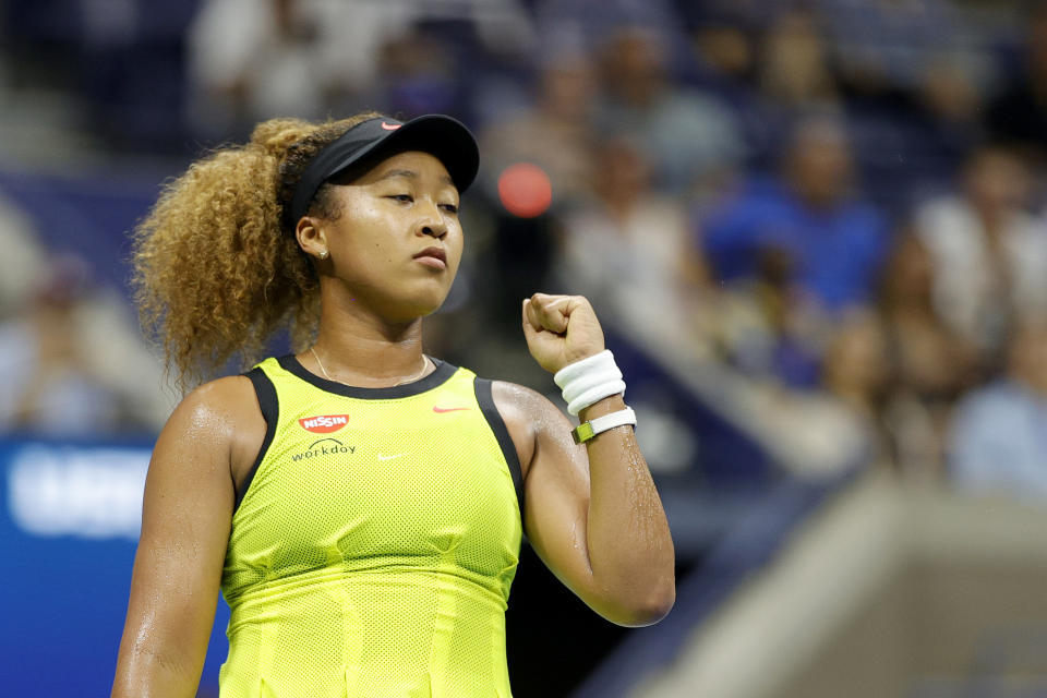 Pictured here, Naomi Osaka pumps her first during a first round win at the US Open. 