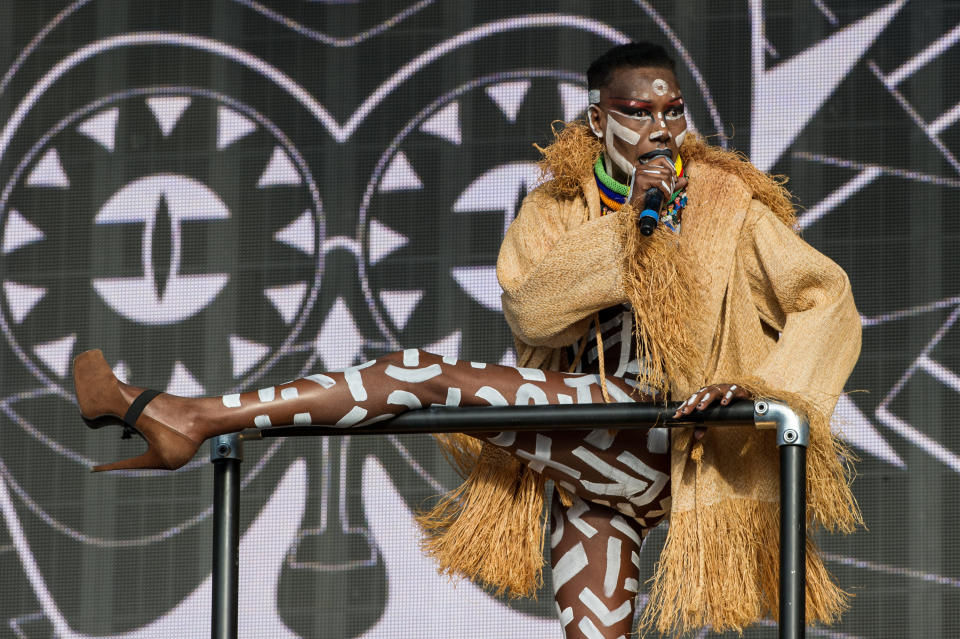 2015: Grace Jones performs at the British Summer Time 2015 at Hyde Park in London.&nbsp;