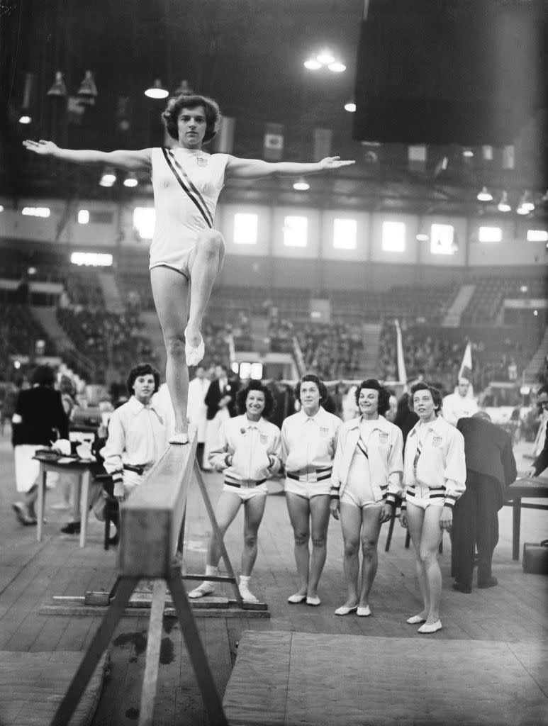 The United States gymnastics team during the 1948 London Olympics, team usa, athletes, sports, uniforms, leotards