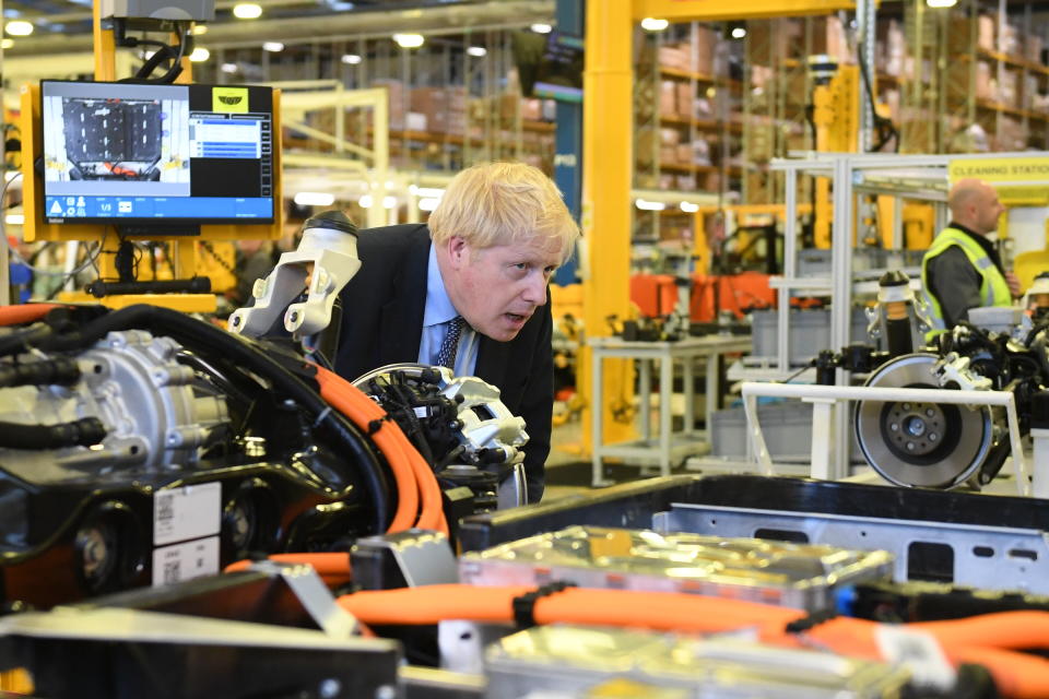Prime Minister Boris Johnson during a visit to the London Electric Vehicle Company in Coventry, whilst General Election campaigning in the West Midlands. PA Photo. Picture date: Wednesday November 13,2019. See PA story POLITICS Election. Photo credit should read: Stefan Rousseau/PA Wire
