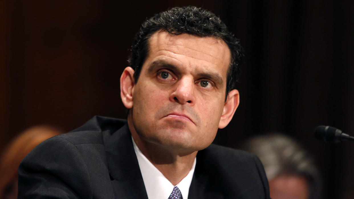 Undersecretary of State for Terrorism and Financial Intelligence David Cohen testifies before a Senate Banking, Housing and Urban Affairs Committee hearing on Perspectives on the Strategic Necessity of Iran Sanctions, on Capitol Hill in Washington, January 27, 2015. (Yuri Gripas/Reuters)