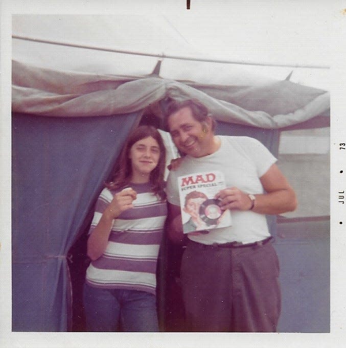 The author, left, with her dad, Jerry, in July 1973.