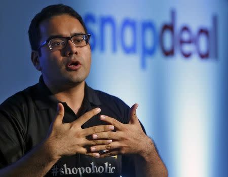 Kunal Bahl, co-founder of Indian online marketplace Snapdeal, gestures as he addresses the media during news conference in New Delhi, India, July 15, 2015. REUTERS/Anindito Mukherjee