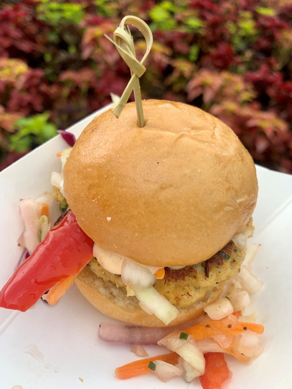 The Chesapeake crab slider at the Hops & Barley kitchen at the EPCOT International Food & Wine Festival was served with tangy slaw and Cajun remoulade.