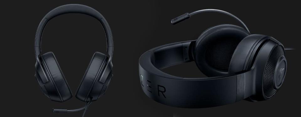 Razer Kraken X Black Multi-Platform Wired Gaming Headset on black background