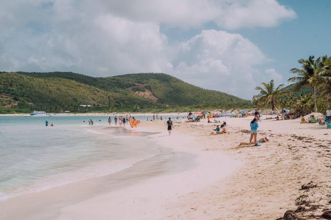 Frontier Airlines announced expanded flight services to Puerto Rico, a vacation destination known for beaches like Flamenco Beach seen here.