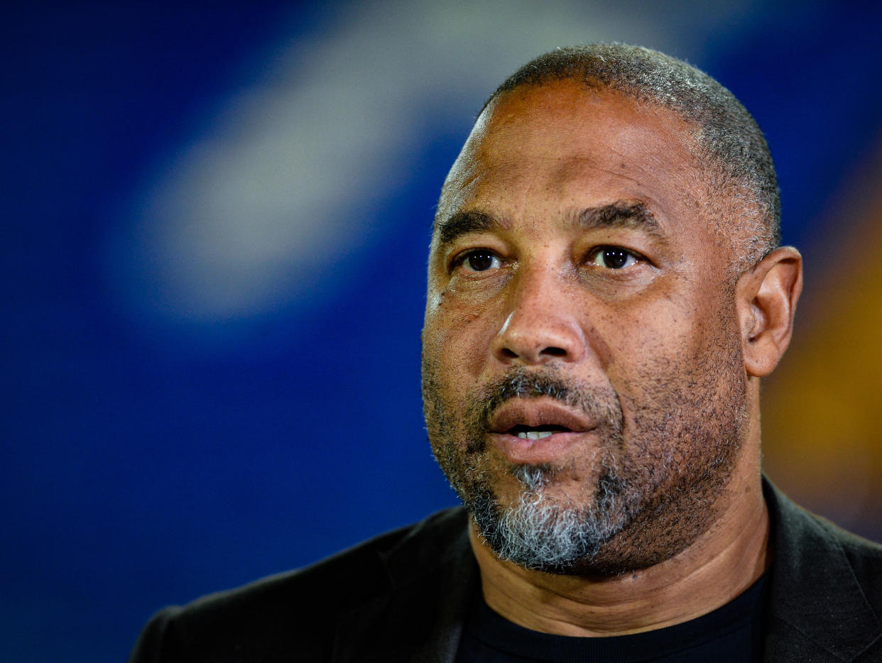 BIRKENHEAD, ENGLAND - AUGUST 24: Former Newcastle player John Barnes during the Carabao Cup Second Round match between Tranmere Rovers and Newcastle United at Prenton Park on August 24, 2022 in Birkenhead, England. (Photo by Serena Taylor/Newcastle United via Getty Images)