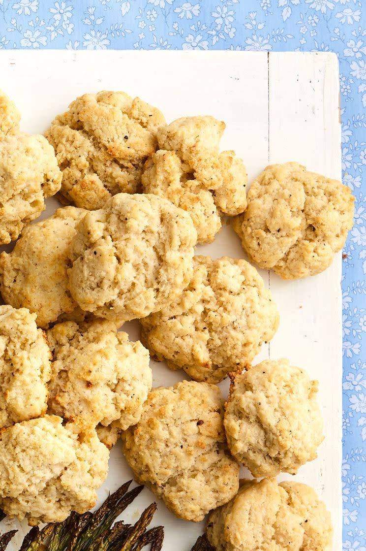 pepper parmesan biscuits on white board