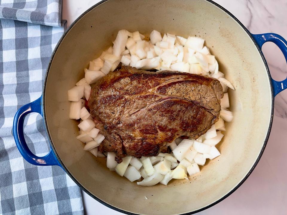 Don't skip the pan searing step when you make pot roast. There's a huge flavor payoff.