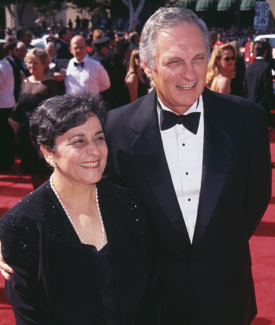 Alan Alda and his wife, American photographer Arlene Weiss, attend the 1994 Primetime Emmy Awards, held at the Pasadena Civic Auditorium in Pasadena, California, 11th September 1994