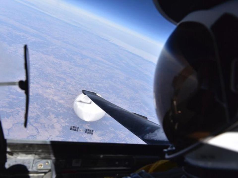 The Defense Department released a selfie from a spy plane of the Chinese balloon (The US Department of Defense)