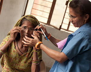 A brighter future: VisionSpring hosts a vision screening for women in India.