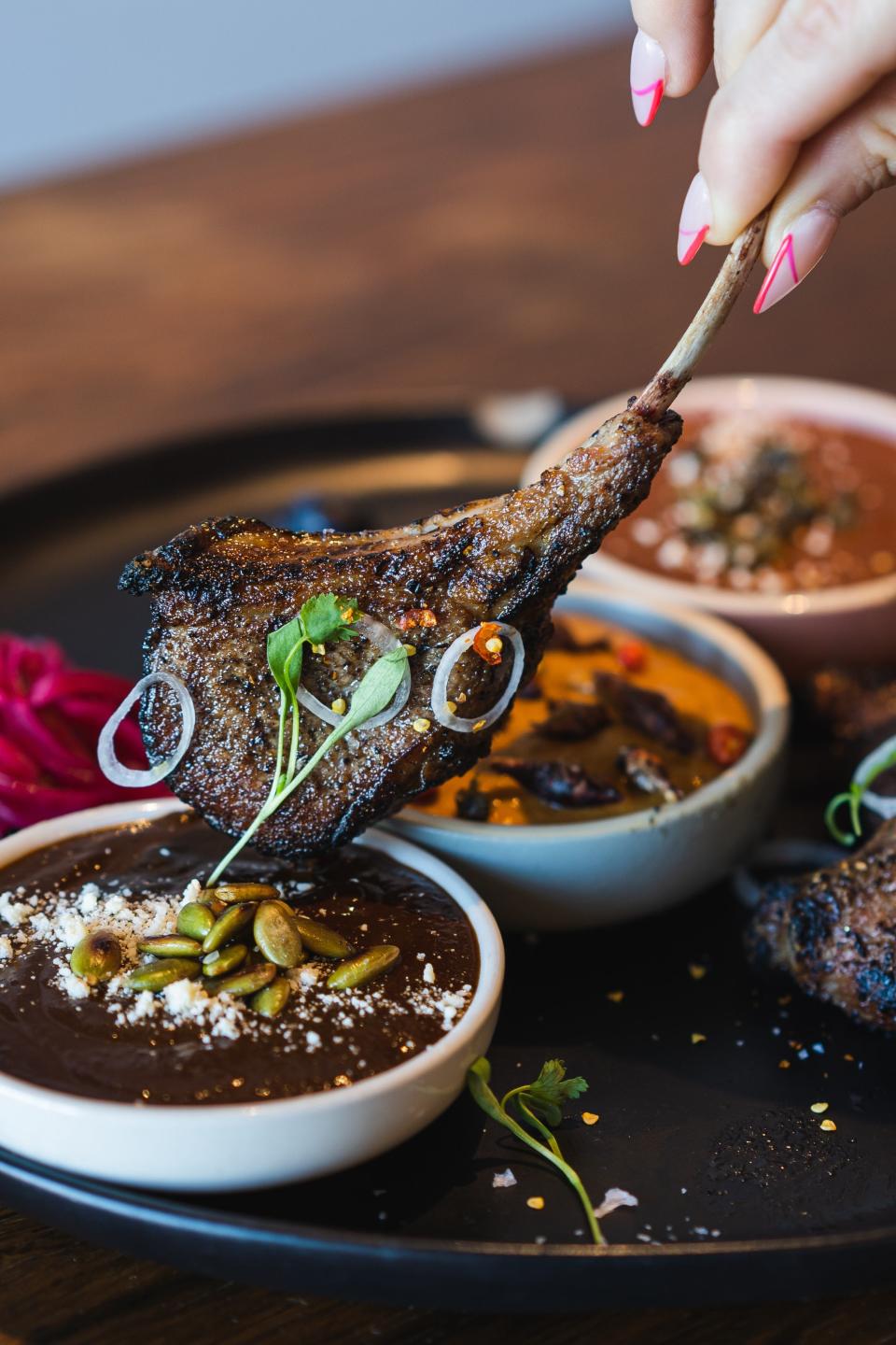 Mole flight at Chilte, a Mexican restaurant inside the Egyptian Motor Hotel in Phoenix's Grand Avenue Arts District.