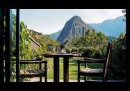 <b>WHERE</b> <a href="http://www.sanctuarylodgehotel.com/web/omac/machu_picchu.jsp" rel="nofollow noopener" target="_blank" data-ylk="slk:Machu Picchu Sanctuary Lodge;elm:context_link;itc:0;sec:content-canvas" class="link ">Machu Picchu Sanctuary Lodge</a>: Directly adjacent to the “Lost City of the Incas”, Machu Picchu, a UNESCO World Heritage Site. 80 kilometres from the city of Cusco. <br><br><b>ALTITUDE</b> 7,710 feet <br><br><b>THE ASCENT</b> As a major tourist destination, Machu Picchu is served by both train and regular bus service, or you could hike up the Inca trail to the ruins of the old city. <br><br><b>PRICE</b> Views like this don’t come cheap. The base rate for two adults is $1,230 USD per night and for an extra $420 you can get the “Vow Renewal Package”, complete with a ceremony with an Andean shaman. <br> View: Machu Picchu ruins