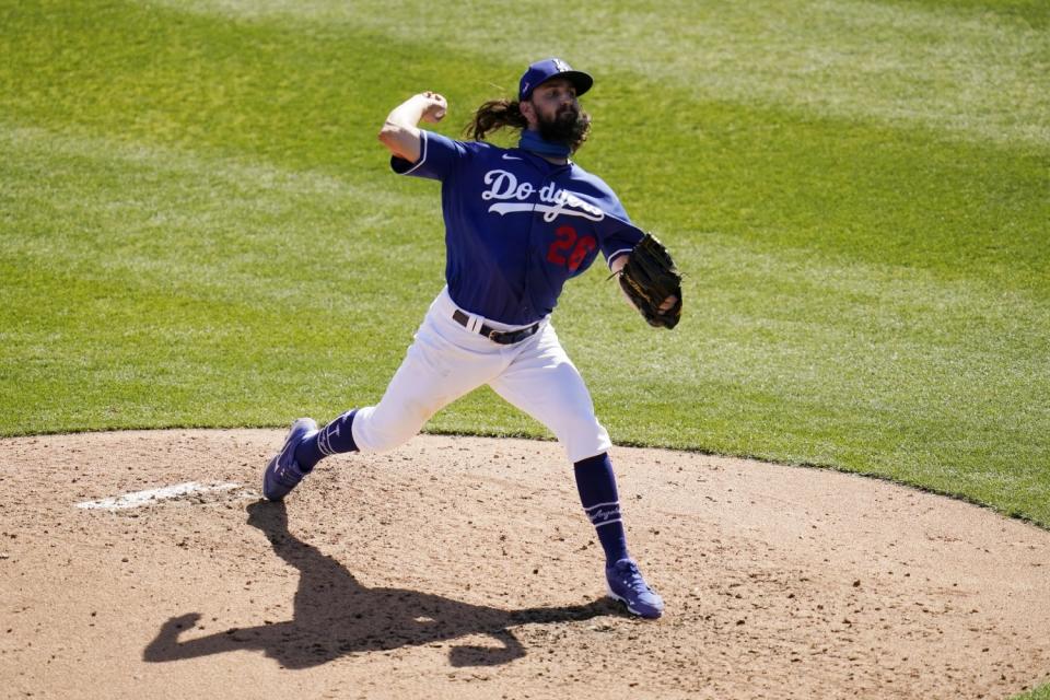 Dodgers pitcher Tony Gonsolin delivers against the San Diego Padres.