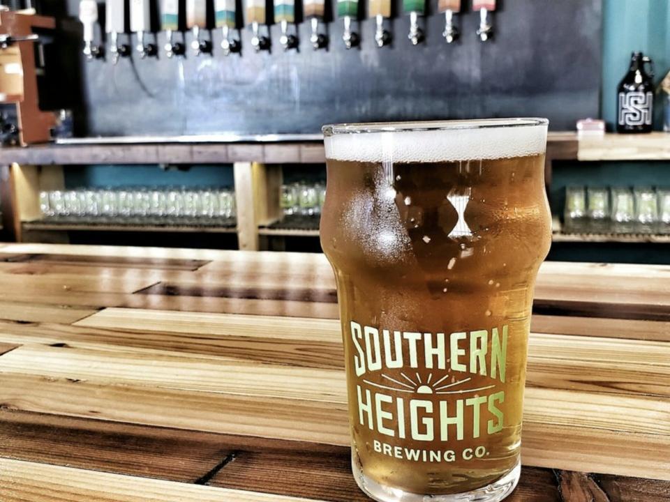 A beer on the bartop at Southern Heights Brewery