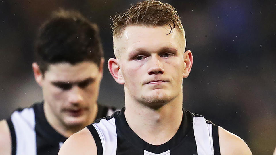 Uncertainty around Adam Treloar's AFL future will go on, after the Saints said they were 'unlikely' to make a play for the Magpies midfielder. (Photo by Matt King/Getty Images)