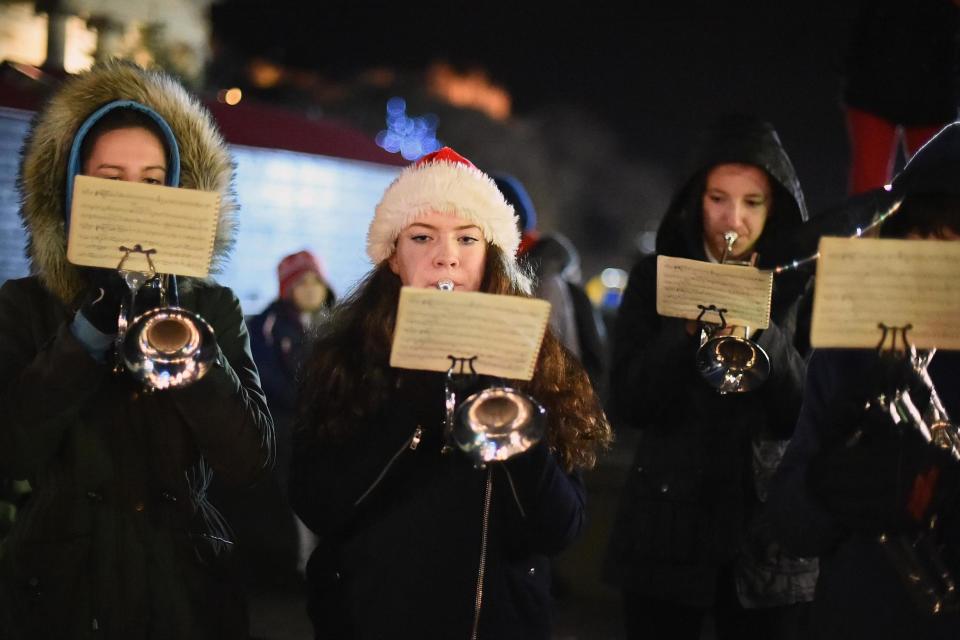 Members of a band play at the Christmas Market in 2015 (Getty Images)