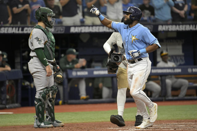 Randy Arozarena of the Tampa Bay Rays acknowledges the crowd