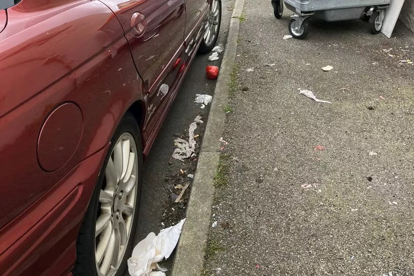 Parked up in a line of litter