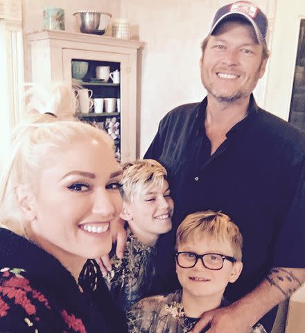 Gwen Stefani/Instagram Gwen Stefani and Blake Shelton with her sons Kingston and Zuma