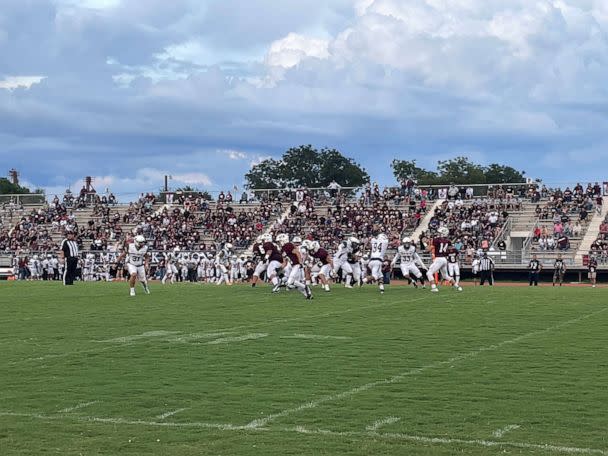 PHOTO: Uvalde High School football team plays in their first home game, Sept. 2, 2022. (Emily Shapiro/ABC News)