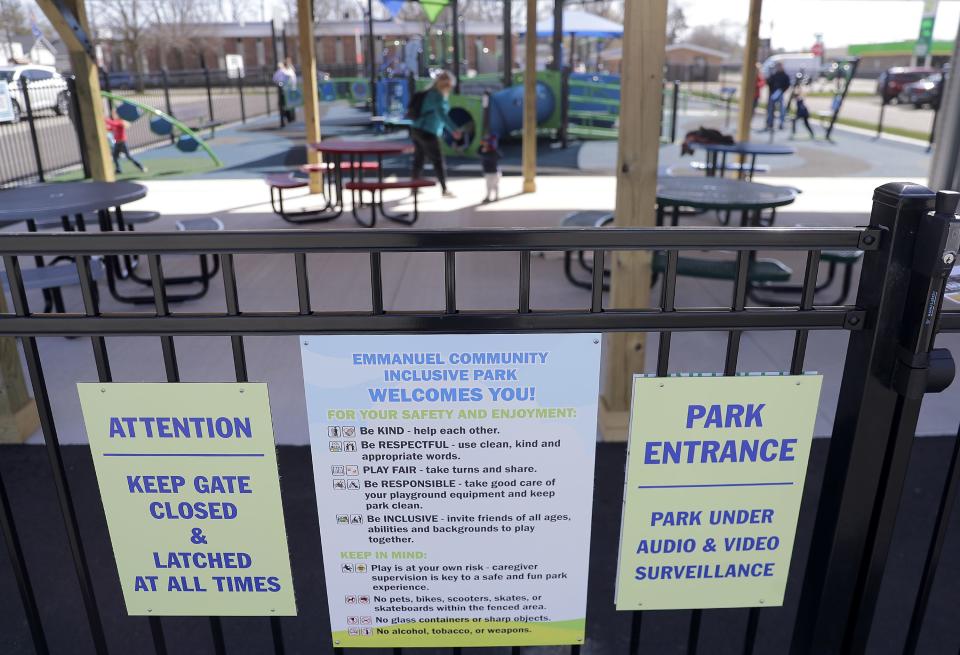 Emmanuel Community Inclusive Park in Seymour is enclosed, so caregivers don't need to worry about people using the park wandering off.