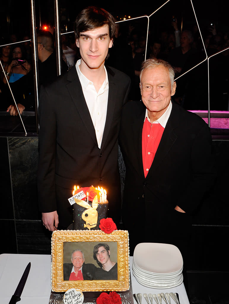 Marston Hefner and his father in 2011. (Photo: Ethan Miller/WireImage)