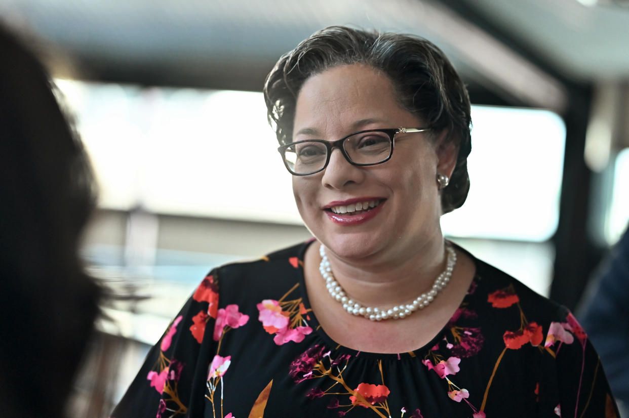 Virginia State Senator Jennifer McClellan at an event in Alexandria on May 2, 2022. (Shannon Finney / Getty Images for Bumble)