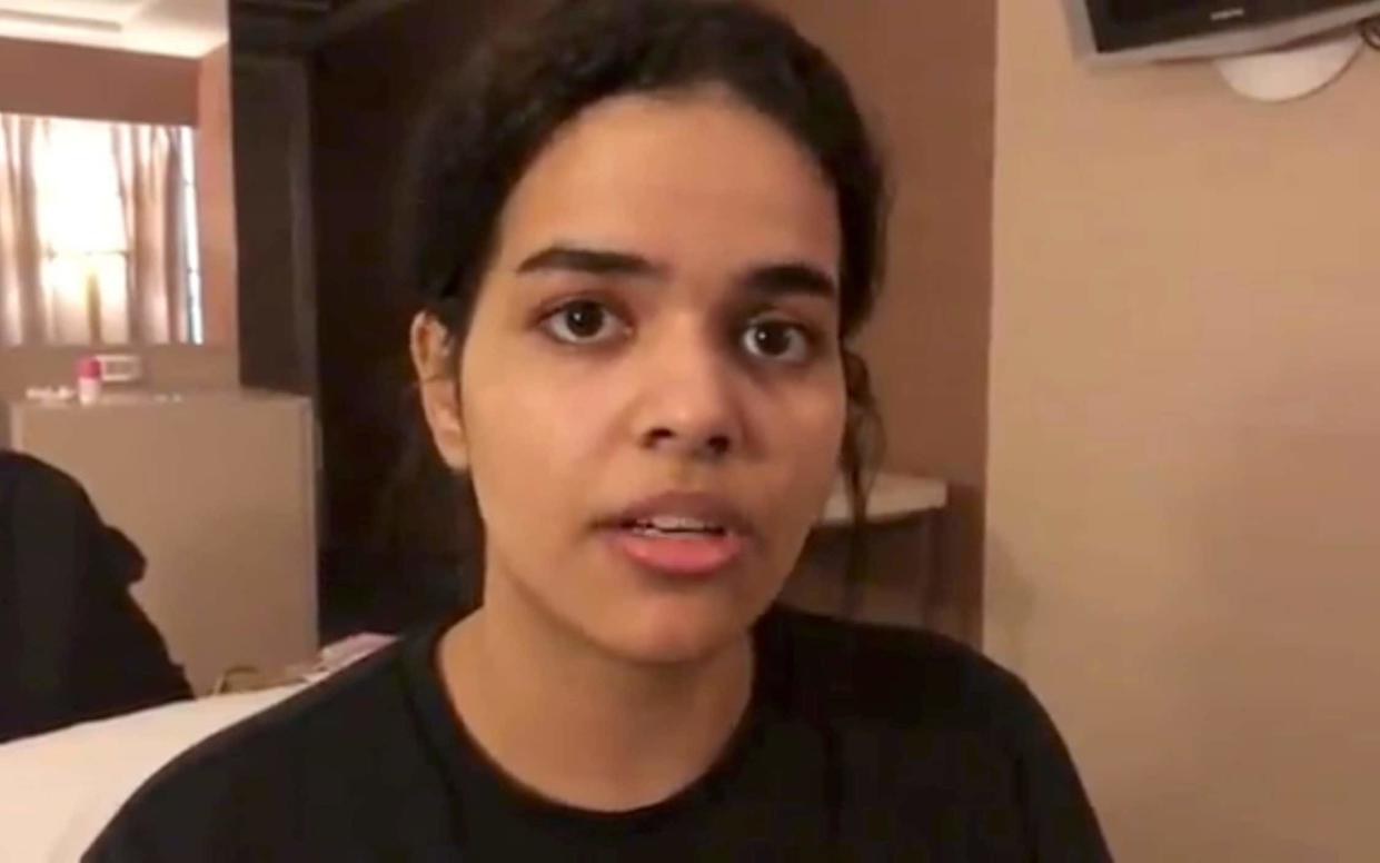 Rahaf Mohammed al-Qunun barricaded herself in an airport hotel room and called for help on Twitter as Thai officials tried to deport her back to Saudi Arabia - REUTERS