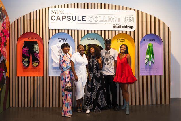 Designers I'sha Dunston, Waina Chancy, Samantha Black, Kwame Adusei and Larissa Muehleder at BIFC's inaugural Mailchimp activation at Spring Studios. (Photo: Albrica Tierra)