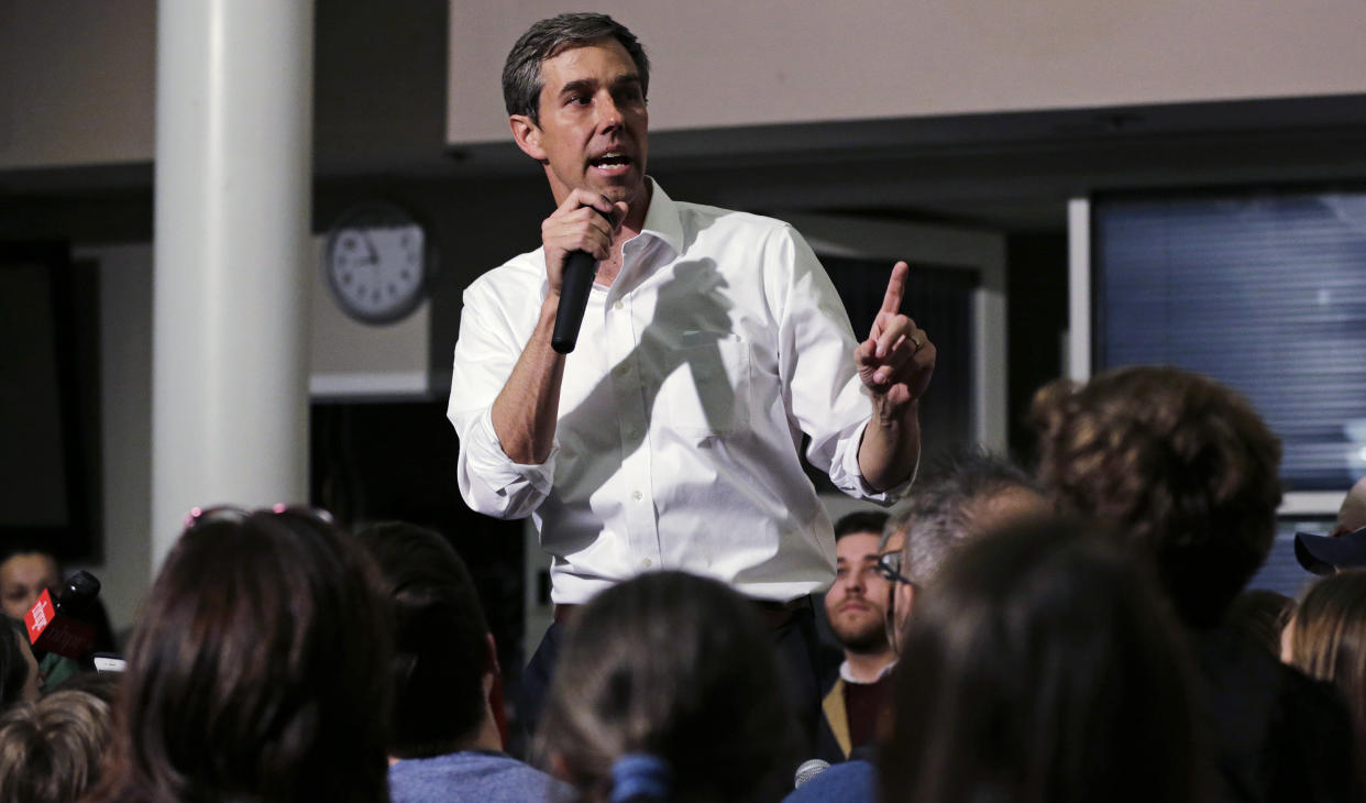 Beto O'Rourke at a campaign stop at Keene State College in Keene, N.H., on Tuesday. (Photo: Charles Krupa/Associated Press)