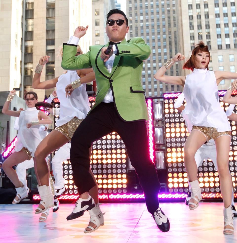 South Korean rapper Psy performs his massive K-pop hit “Gangnam Style” live on NBC’s “Today” show in New York (Jason Decrow/Invision/AP/Shutterstock)