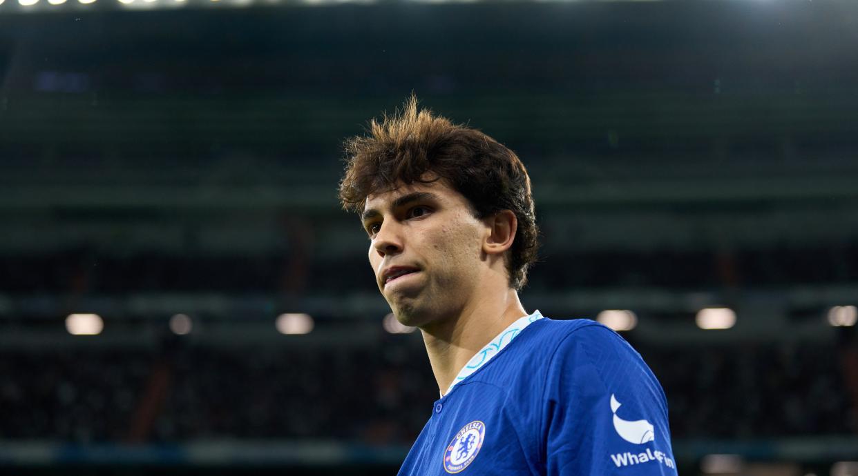  Manchester United rumoured transfer target Joao Felix of Chelsea looks on prior to the UEFA Champions League quarter-final first leg match between Real Madrid and Chelsea at the Santiagio Bernabeu on April 12, 2023 in Madrid, Spain. 