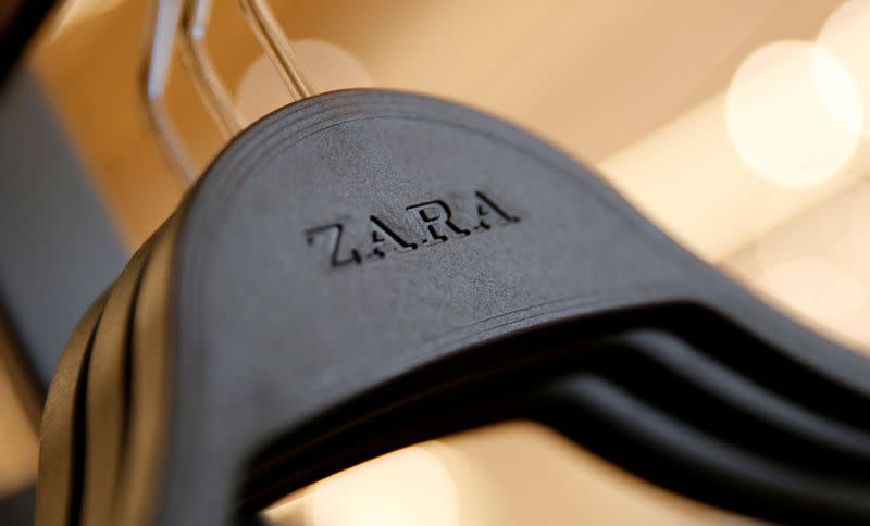 FILE PHOTO: Zara's logo is seen on a clothes hanger in a Zara store, an Inditex brand, in central Barcelona