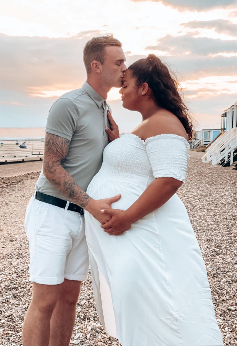 Jaz Harris, pregnant, and her partner Ellis Smith. (SWNS0