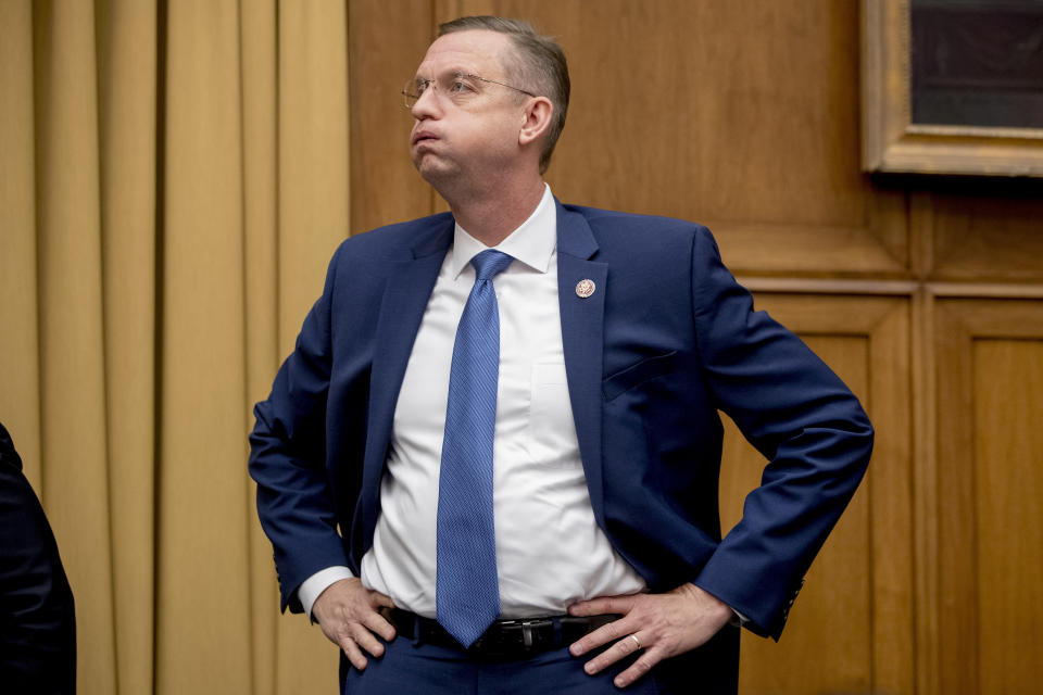 Judiciary Committee Ranking Member Rep. Doug Collins, R-Ga., arrives before Acting Attorney General Matthew Whitaker appears before the House Judiciary Committee on Capitol Hill, Friday, Feb. 8, 2019, in Washington. Whitaker insisted on Friday that he has not "interfered in any way" in the special counsel's Russia investigation as he faced a contentious and partisan congressional hearing in his waning days on the job. (AP Photo/Andrew Harnik)