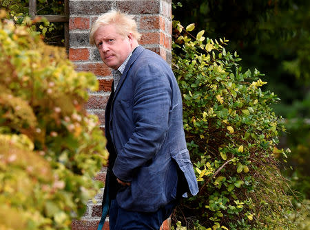 Conservative MP Boris Johnson walks through his garden at his home near Oxford, Britain, October 3, 2018. REUTERS/Toby Melville