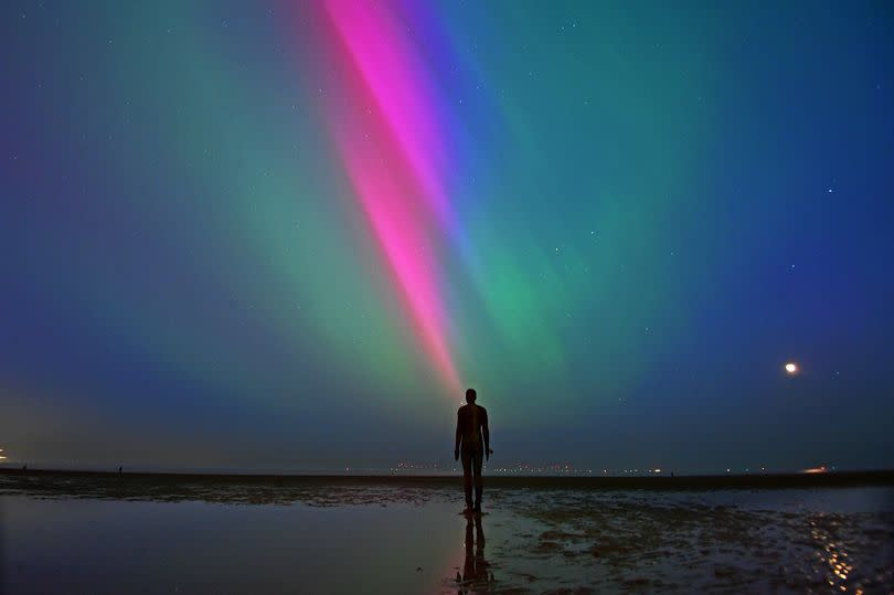 The Northern Lights over Crosby Beach earlier this month