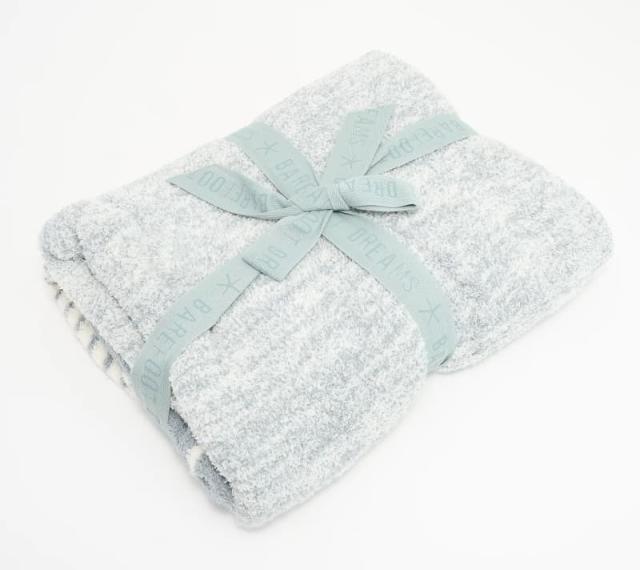 BRAND NEW Barefoot Dreams CozyChic Blanket Charcoal/White 45” X 60”