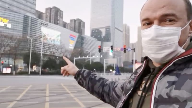 Vladimir Markov shows empty roads in Wuhan City