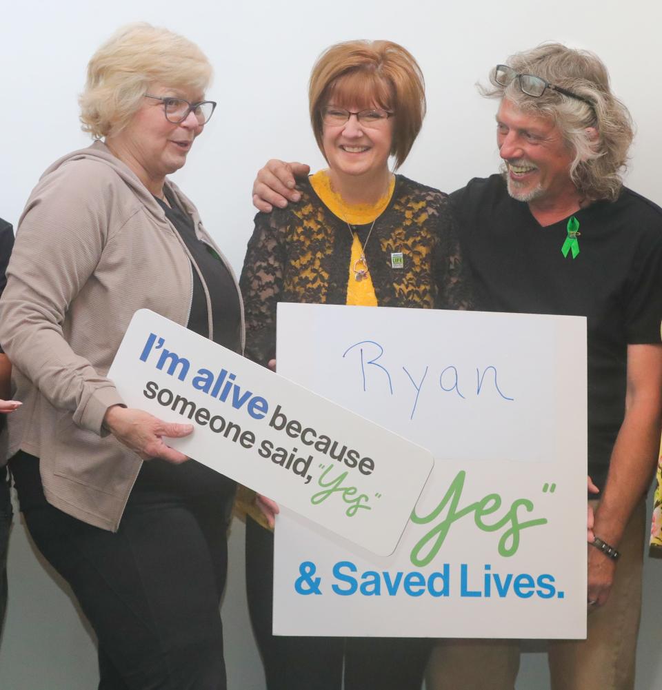 Glenda Levin, left, was a liver recipient from Diane and John New's son, Ryan Tucholsky, who was killed by a drunken driver in 2022.