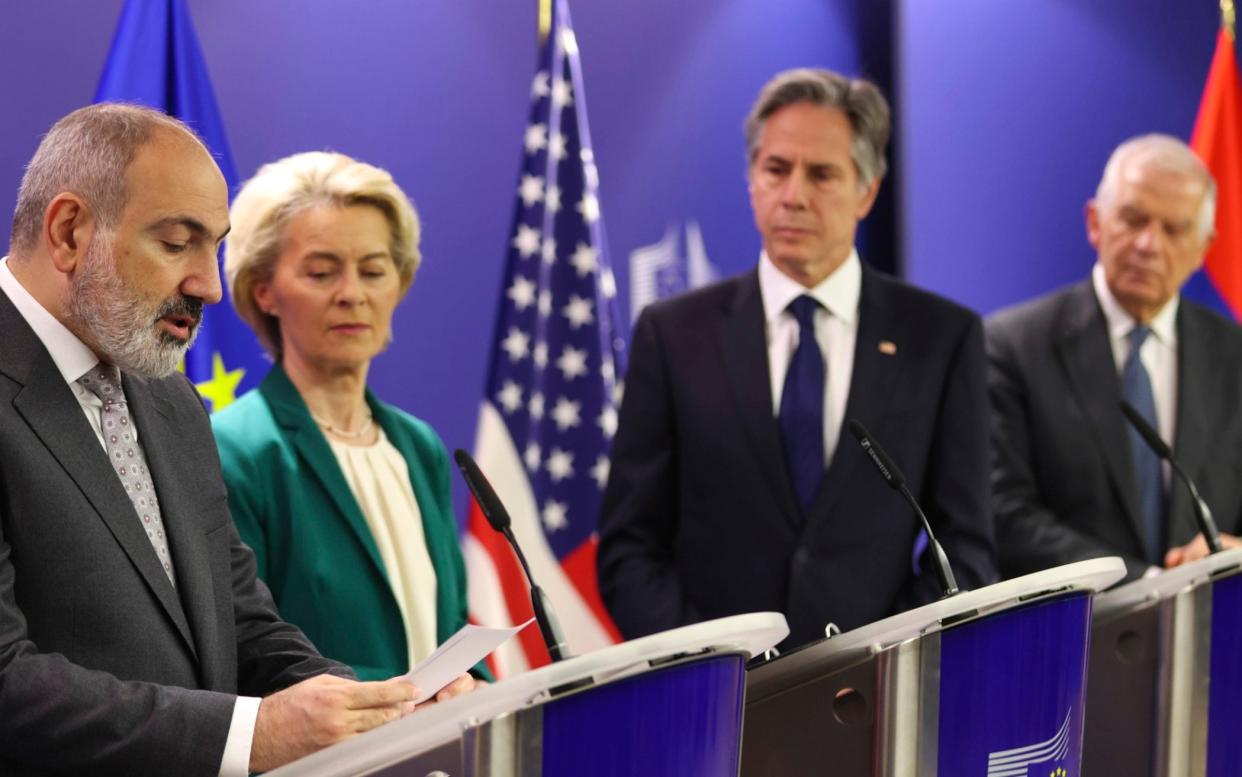 Nikol Pashinyan, Armenian prime minister, Ursula von der Leyen, European Commission president, Antony Blinken, US secretary of state and Josep Borrell, EU high representative in Brussels, on Friday