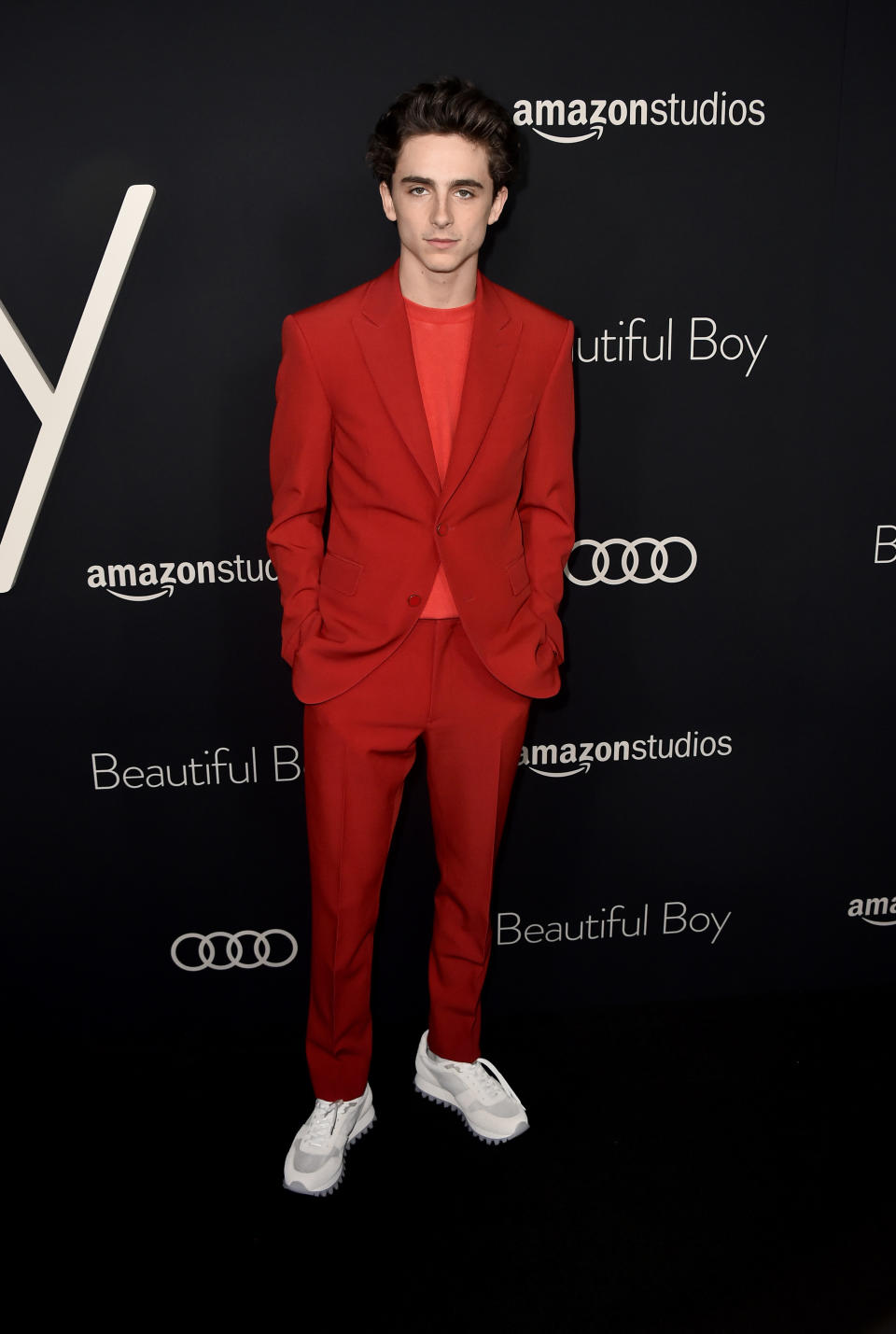 Timothee Chalamet, red carpet, film premiere, award show, shoes, sneakers, boots