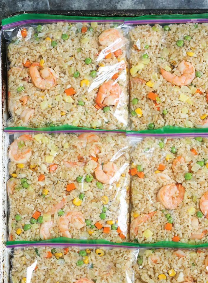 <strong>Get the <a href="https://damndelicious.net/2017/08/29/freezer-shrimp-fried-rice/" target="_blank" rel="noopener noreferrer">Freezer Shrimp Fried Rice recipe</a> from Damn Delicious</strong>