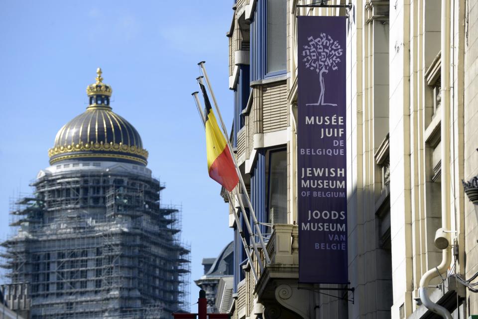 A general view of the Jewish Museum, site of a shooting on Saturday, and the Palace of Justice is seen in central Brussels