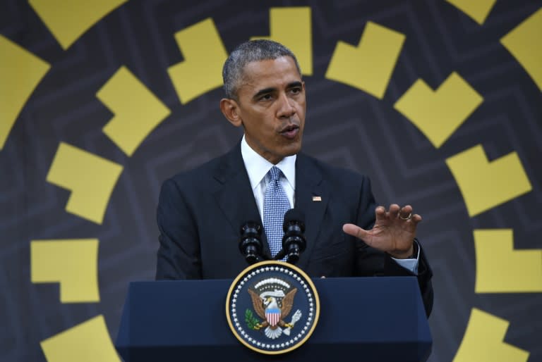 US President Barack Obama speaks at a press conference at the Asia-Pacific Economic Cooperation Summit in Lima on November 20, 2016