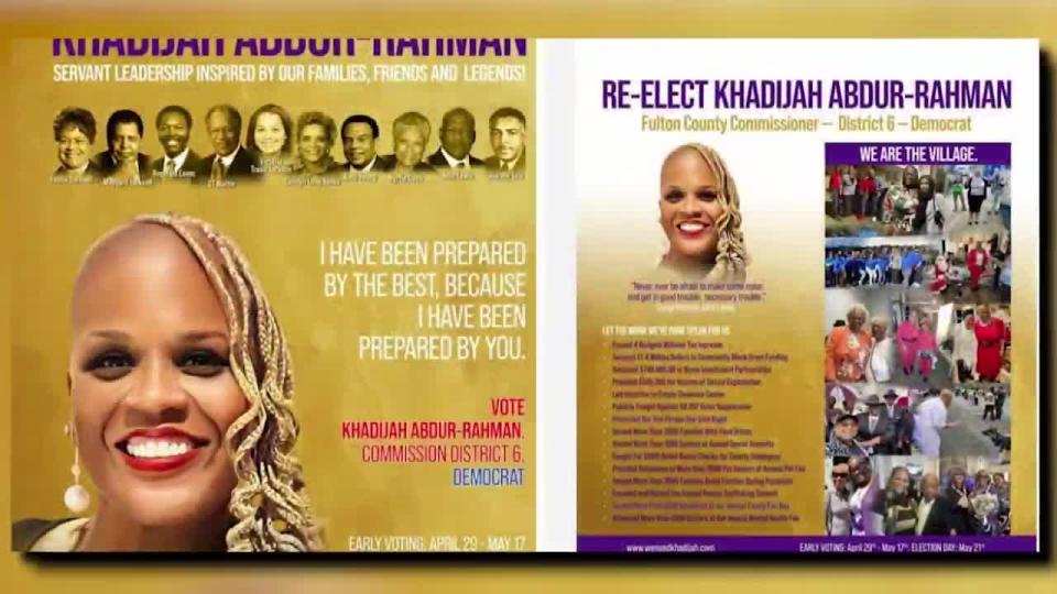 <div>Khadijah Abdur-Rahman, the vice chairman of the Fulton County Commission, sent out this controversial campaign flyer.</div> <strong>(Supplied)</strong>