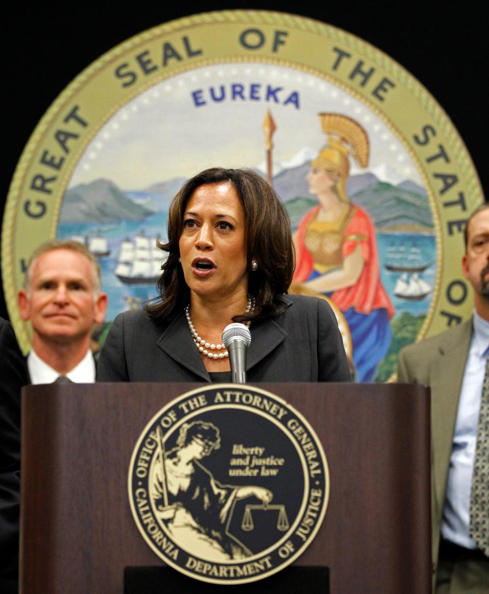 California's Attorney General Kamala Harris speaks at a news conference to announce the creation of the Mortgage Fraud Strike Force in Los Angeles May 23, 2011.