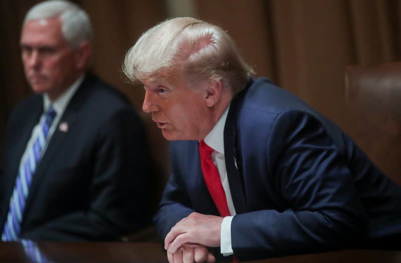 U.S. President Trump holds executive order signing event in the Cabinet Room of the White House in Washington